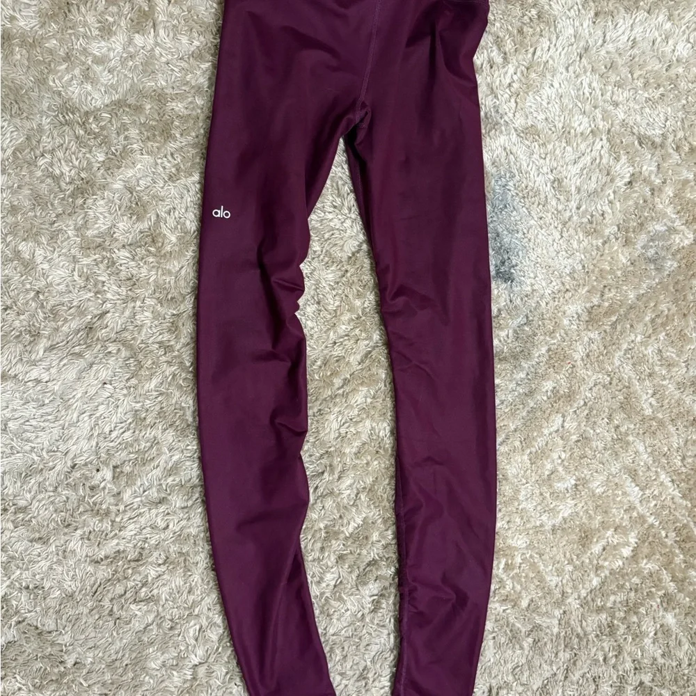 Alo Yoga Idol Leggings Purple Ruched Pocket Tight Size Small Long
